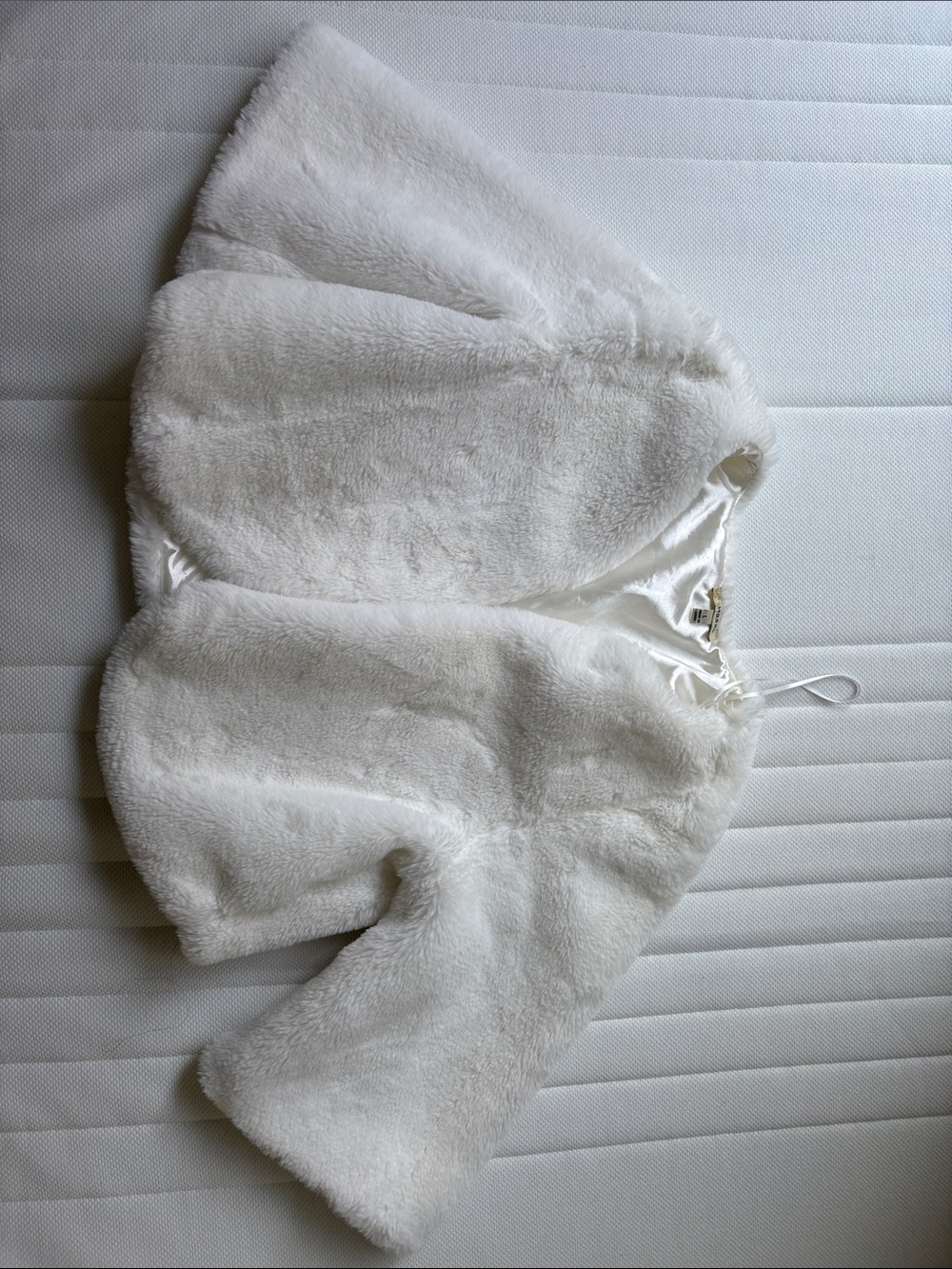 Haani White Faux Fur Shawl with Satin Lining
